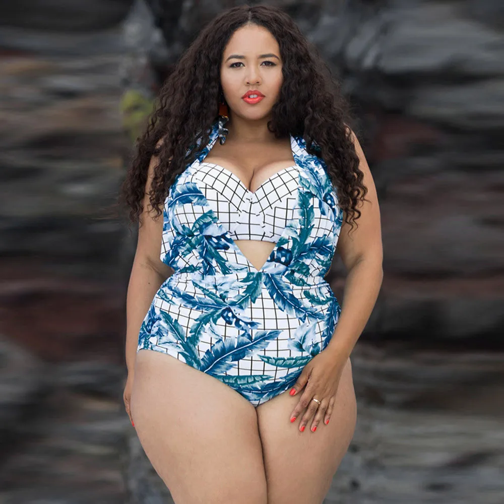 Цельный купальник большого размера для женщин плюс размер женский пуш ап бикини