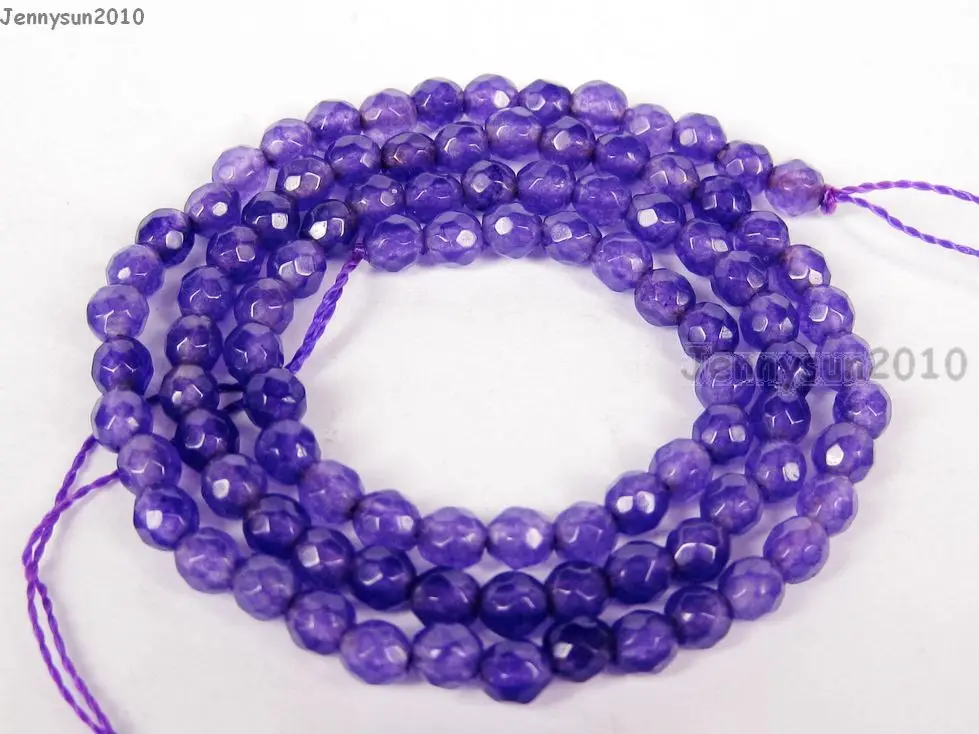 

Natural Ja-de Purple Gems Stones 4mm Faceted Round Spacer Loose Beads 15'' Strand for Jewelry Making Crafts 5 Strands/Pack