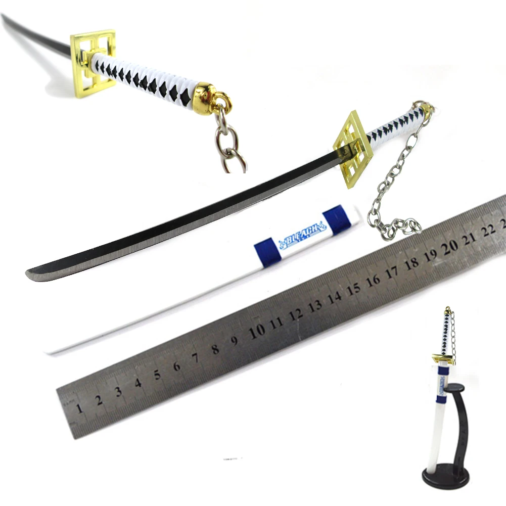 Kuchiki Byakuya W ELBCOS Bleach Ichigo Renji Aizen Ichimaru Gin Hitsugaya Ulquiorra Byakuya Rukia 22 см/8,7 ''Меч Модель игрушки настольные украшения - Цвет: Kuchiki Byakuya W