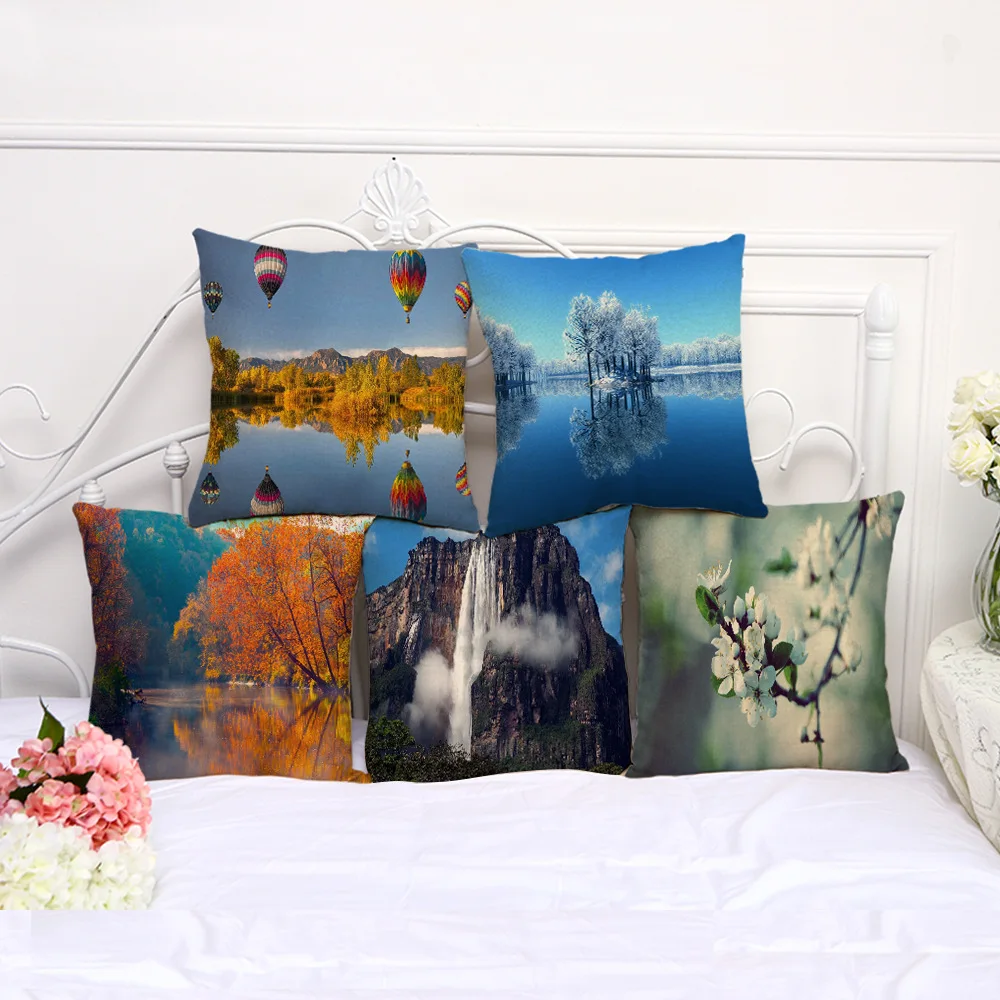 Декоративная Подушка Чехол воздушный шар с гелием деревья живописный 17 5 дюймов