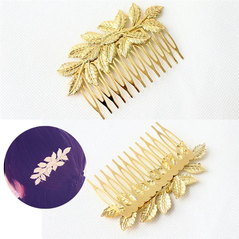 

1Pc Women Girls Fashion Gold Leaf Bridal Hair Combs Accessories For Wedding Bijoux Hair Jewelry