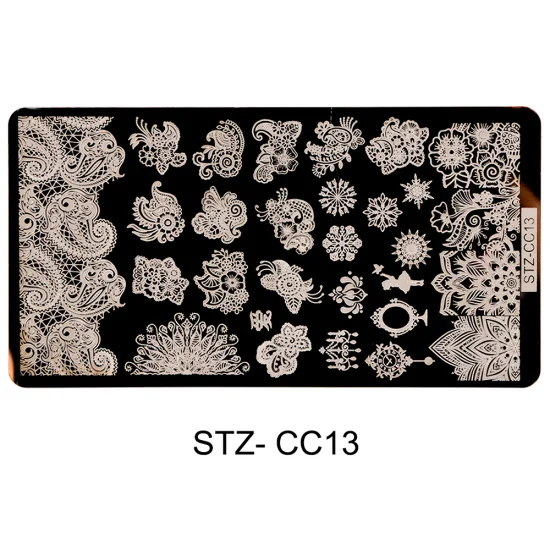 STZ-CC13 STZ 1 шт. дизайн ногтей пластины кружева лист цветок лоза штамповка шаблон инструмент волна Линия Бабочка лак передачи маникюр STZ-CC01-14 - Цвет: STZ-CC13