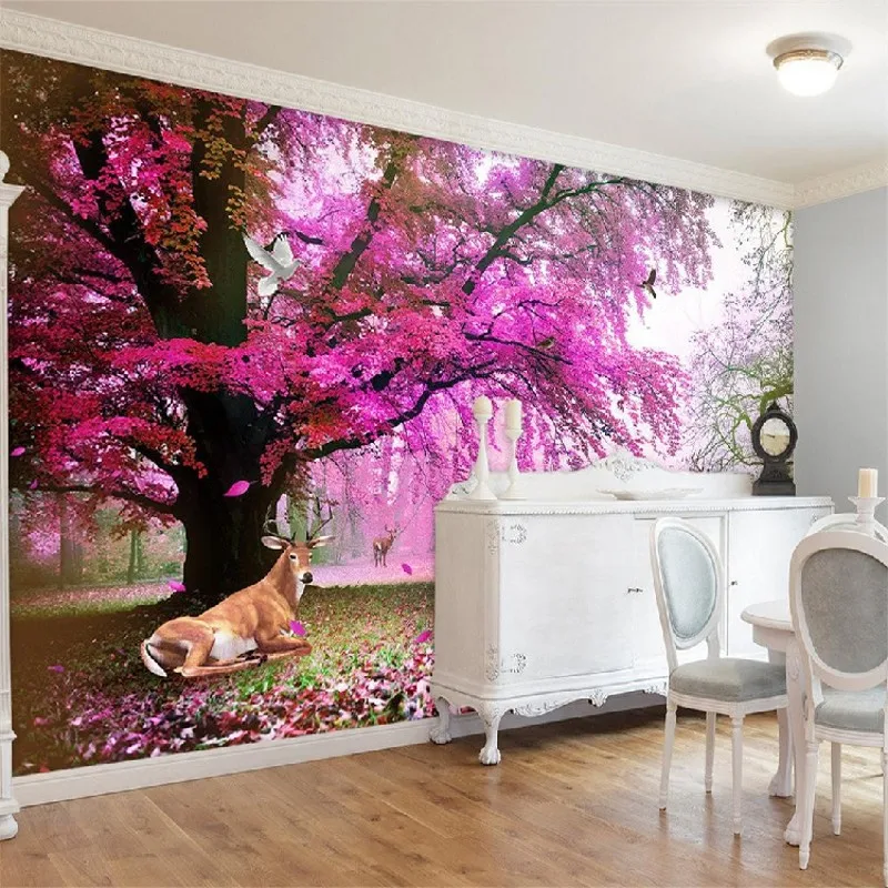 3D стерео фотообои с фиолетовым лесом большие обои для телевизора фона спальни