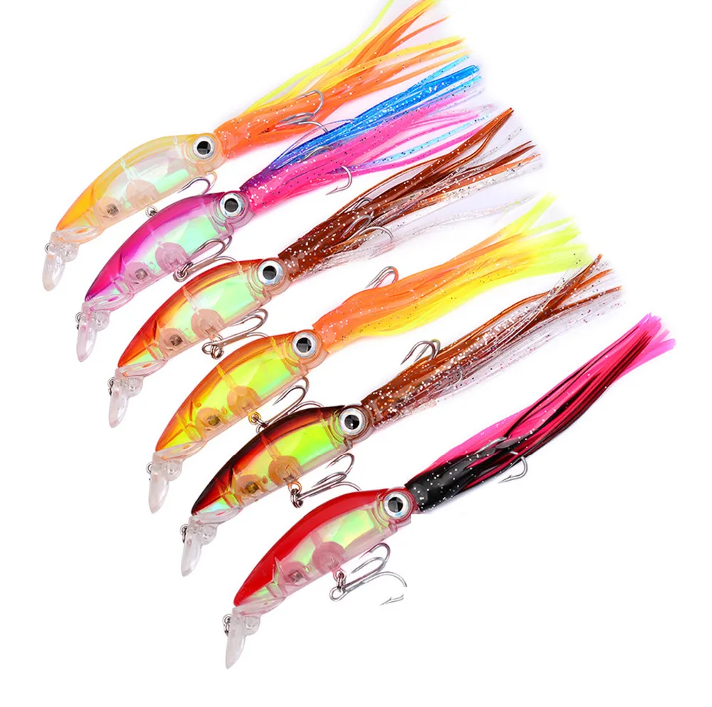 

6PCS Fishing lure Lures Plastic Shrimp beard Squid bait hook 12cm/22g