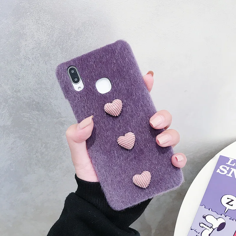 Любящее сердце с конским волосом чехол зима ткань телефон для IPhone 6 6S 7 8 plus X XR XSMAX
