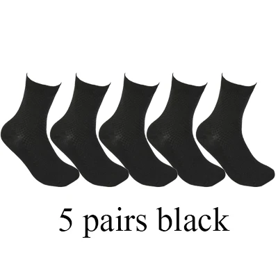 5 pairs black 10 пар/лот, высококачественные мужские носки из бамбукового волокна, носки для счастливого человека, мужские зимние теплые длинные носки, черные чулки в подарок - Цвет: 5 pairs black