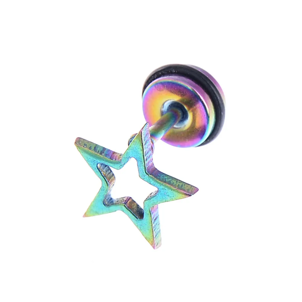 2 шт. Готический Панк Серебряный черный Супермен звезда из нержавеющей стали