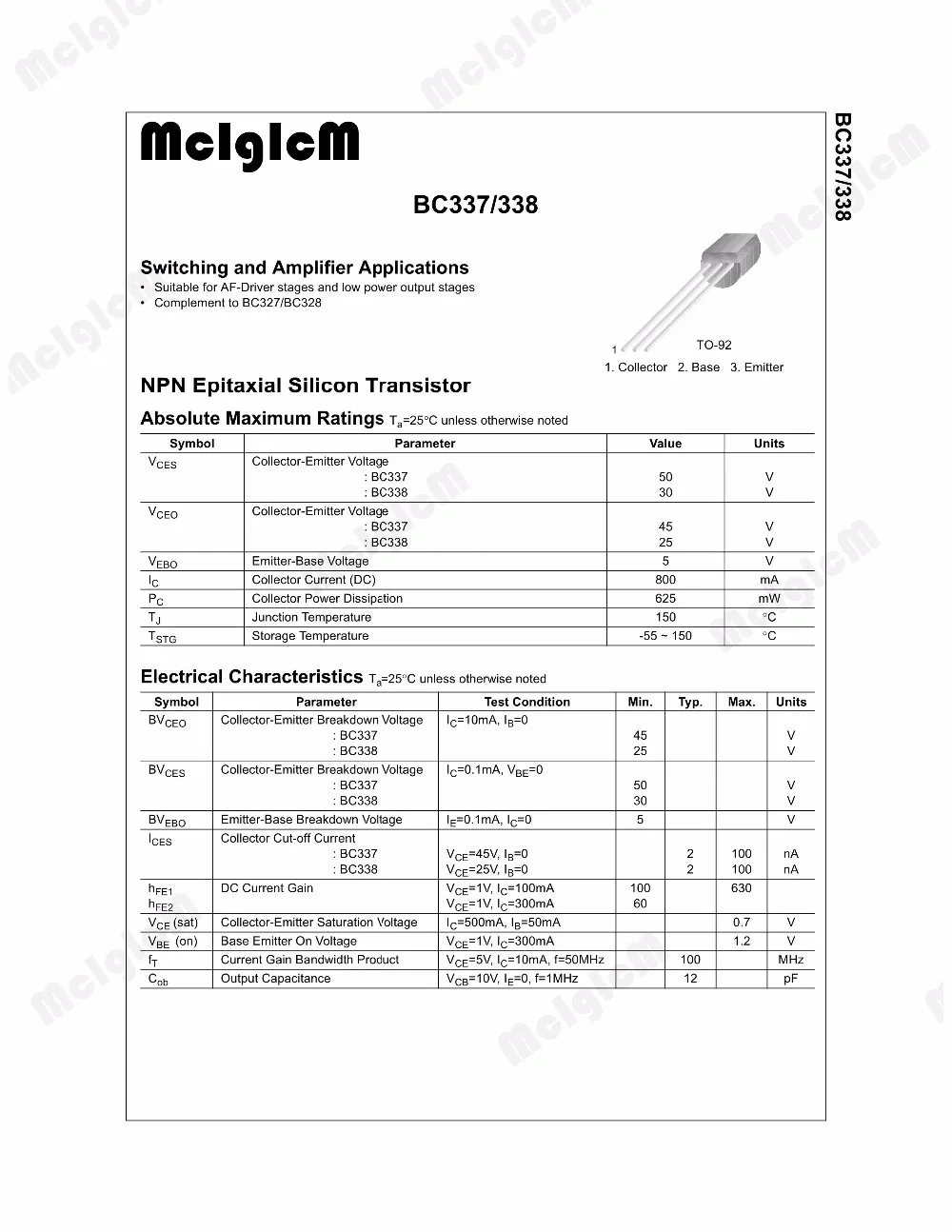 MCIGICM 5000 шт. BC337 триодный транзистор TO-92 0.8A 45V NPN | Электронные компоненты и