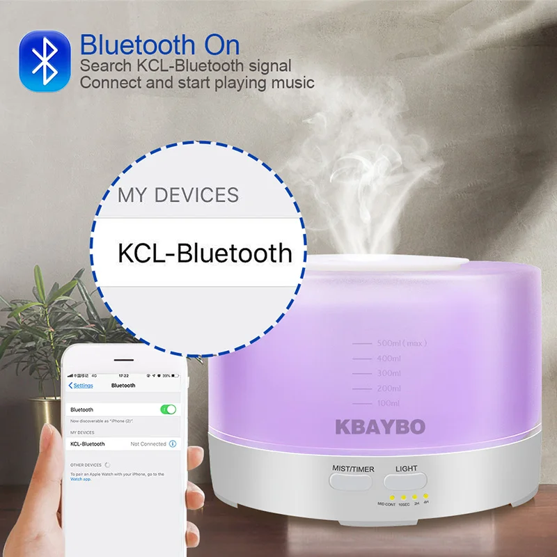 Музыкальный диффузная ароматерапия Connect Bluetooth Play Электрический ультразвуковой