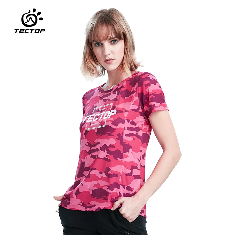 Tectop весенне летние женские футболки уличные быстросохнущие дышащие с круглым