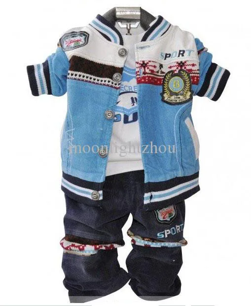 Повседневный комплект одежды из трех предметов для маленьких мальчиков куртка +