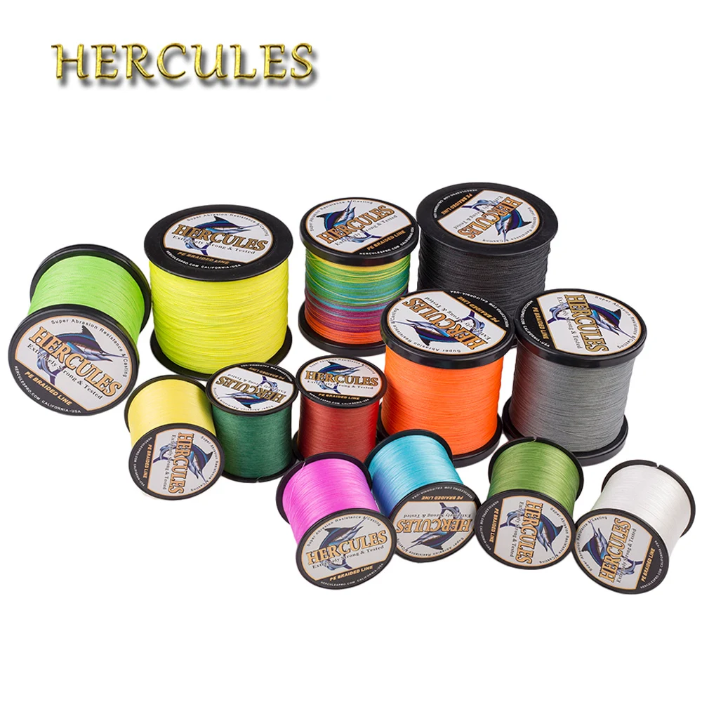 

Hercules Multifilament Fishing Line 4 Strands Braided Cord 1000M Weave Saltwater 6-100LB PE Wire Pesca Russia Gifts For Men