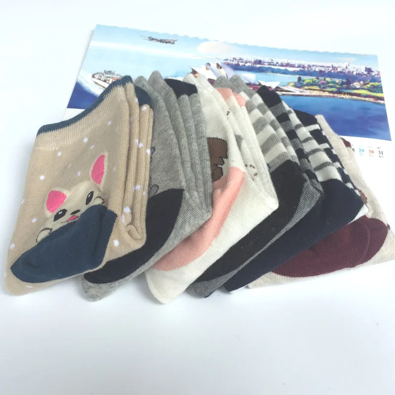 Японские милые носки из хлопка на каблуке с изображением щенка мужские и женские