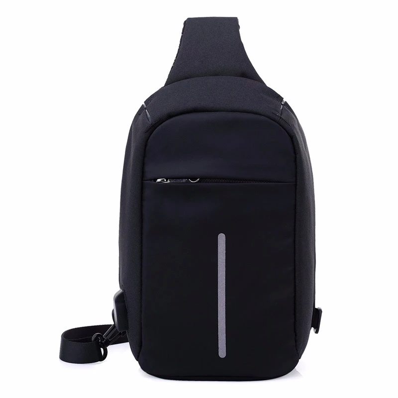 Men Leisure Usb Chest Bags Travel Women Handbags Sling Bags Small Bag Over Shoulder Female Crossbody Handbag Purse - Цвет: version of black