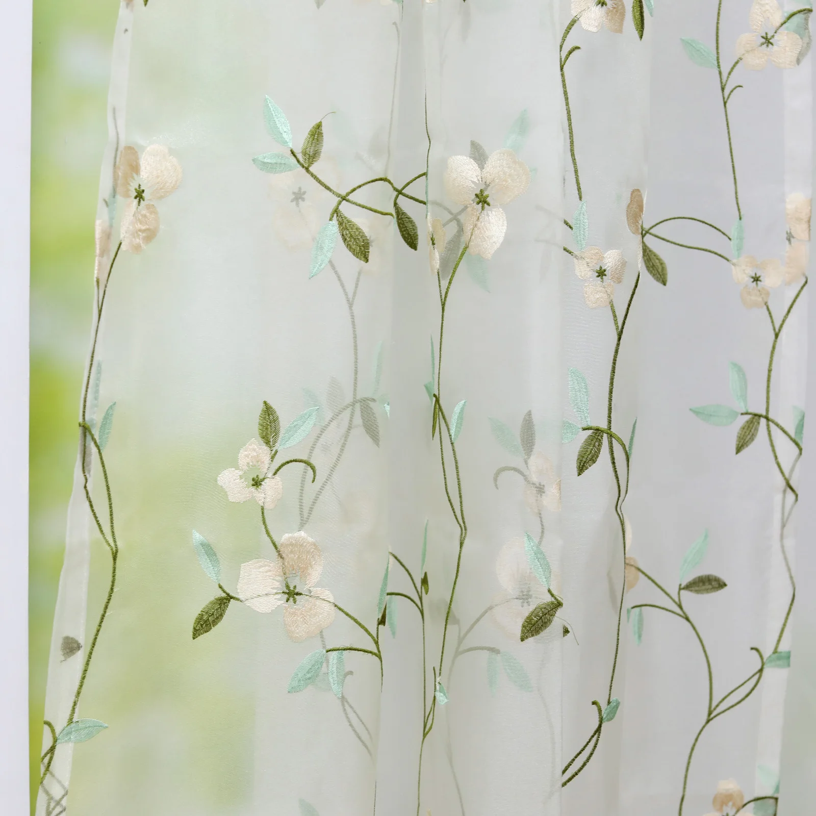 Пасторальная белая занавеска с цветочной вышивкой тюлевые оконные шторы панели