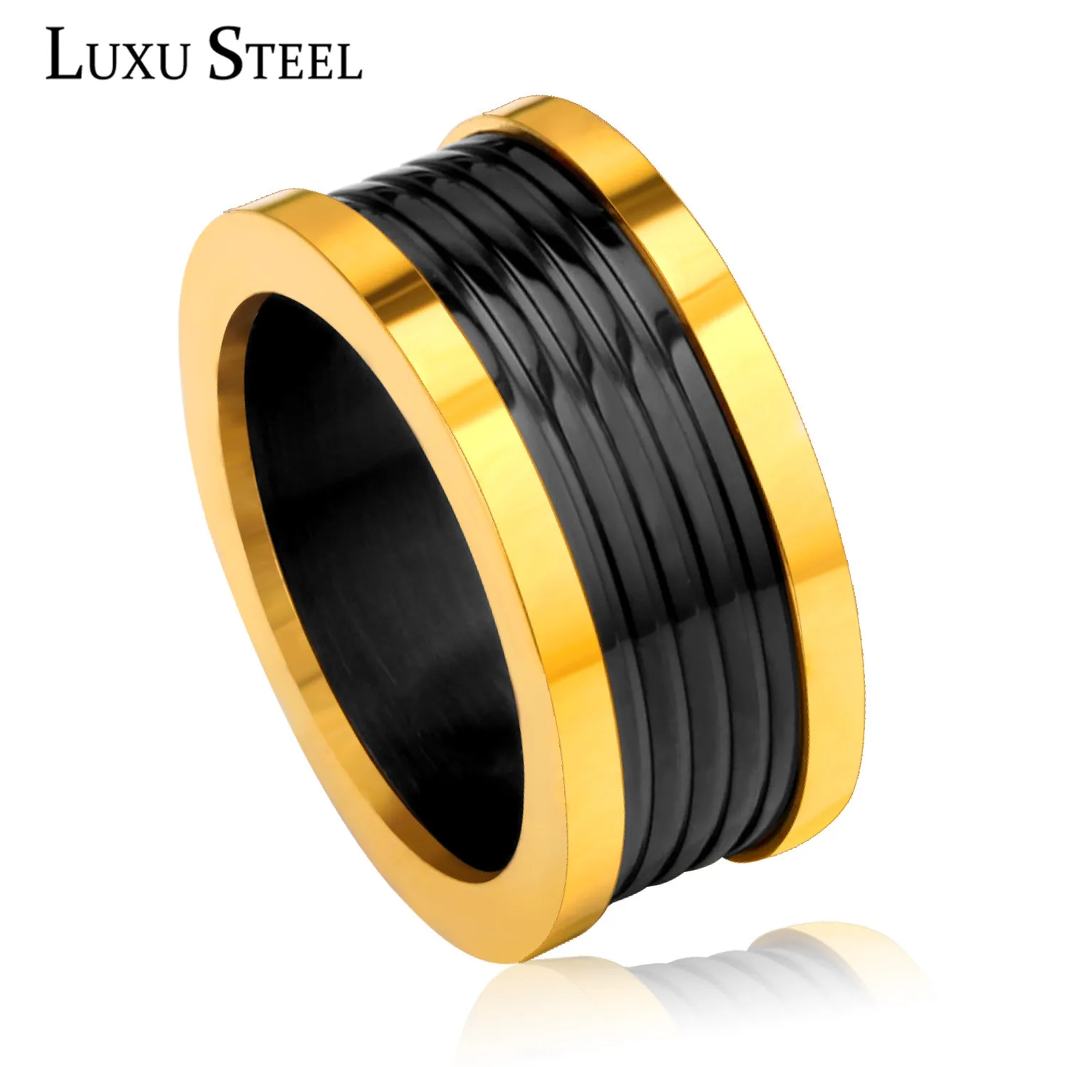 Роскошное стальное кольцо anillos золотого и черного цвета из нержавеющей стали