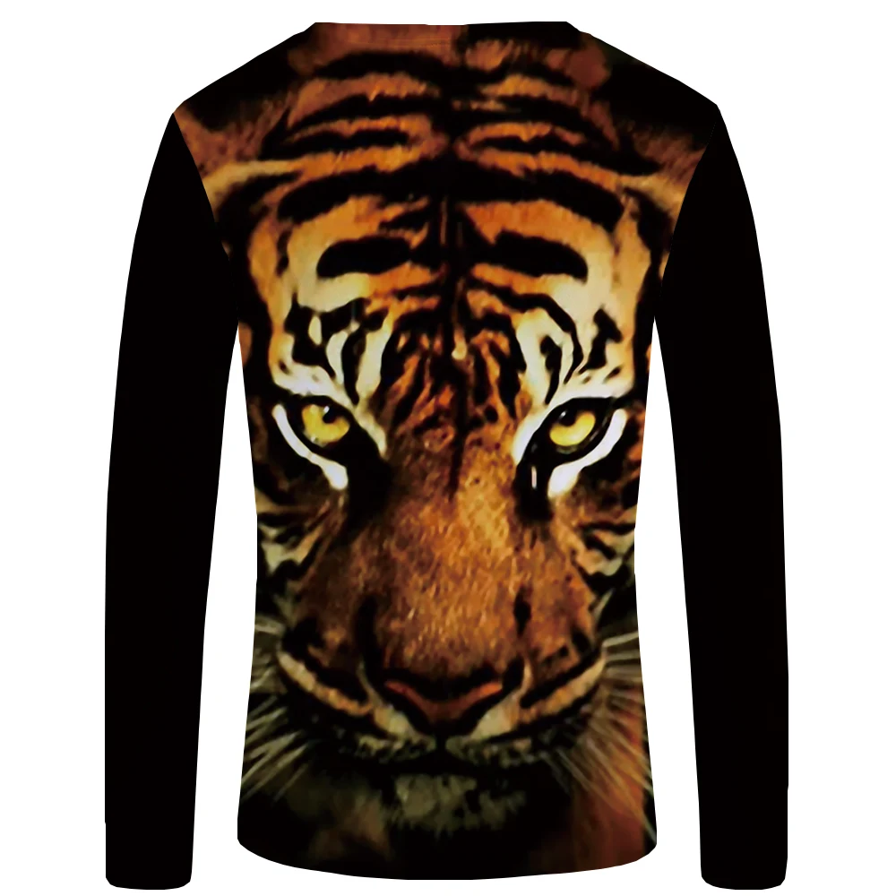 KYKU Tiger футболка мужская с длинным рукавом Футболка животное рок рыба тучка аниме океан 3d футболка классная мужская одежда модная мужская