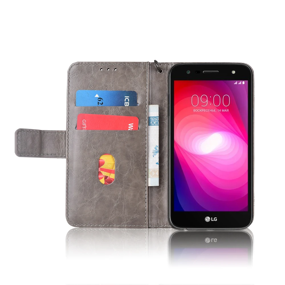 Чехол-кошелек для LG X venture cam mach power 2 Стильный чехол-книжка с ремешком, Специальный кожаный чехол-книжка с тиснением в виде цветов