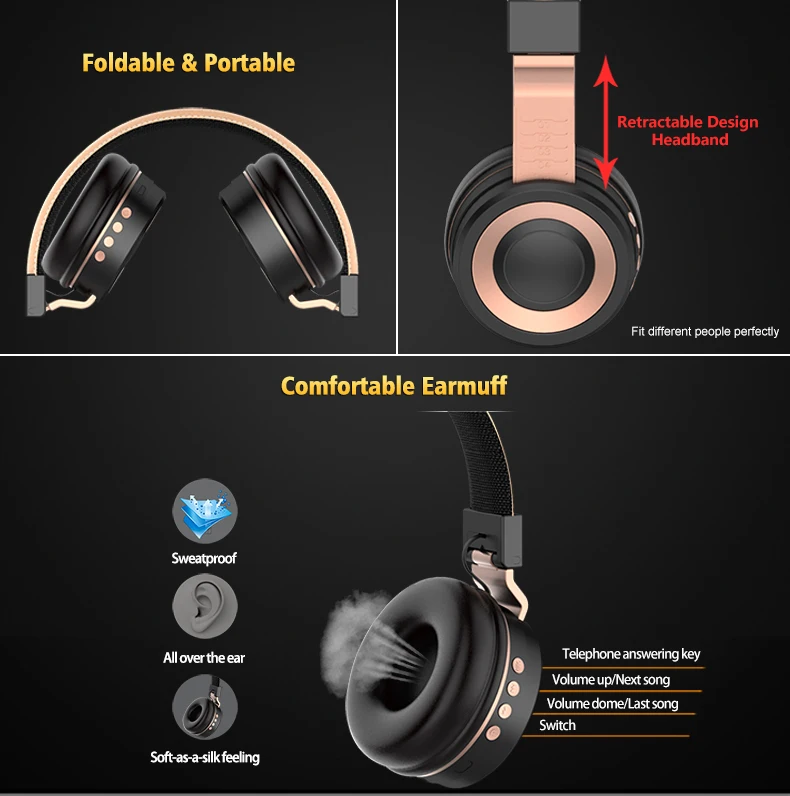 Bluetooth гарнитура Беспроводная складная Спортивная гарнитура стерео радио мульти-функция ПК мобильный телефон музыкальные наушники с микрофоном/TF карта