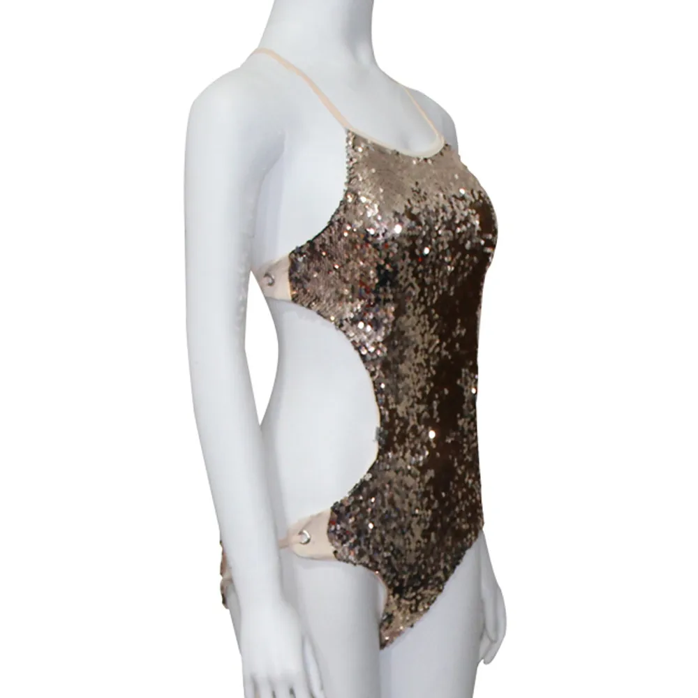 Женский бандажный комбинезон с блестками женский купальник бикини пуш ап