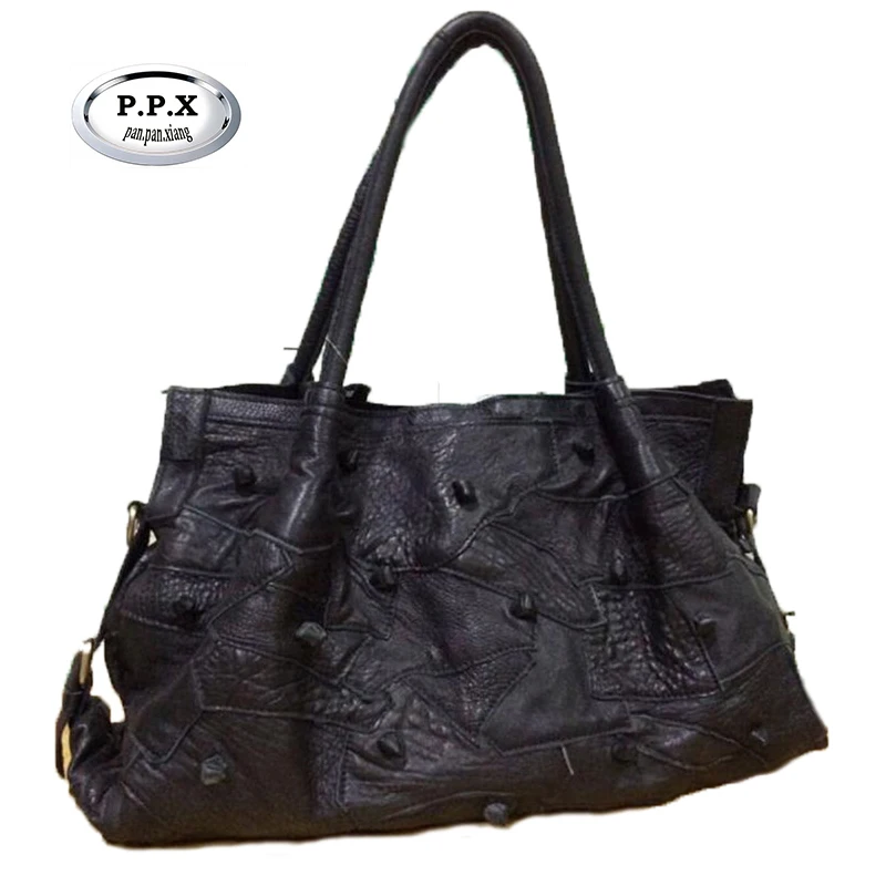 High Quality Genuine Leather Ladies Handbags 100% Cowhide Women Shoulder Bags Fashion Brands Large Black Messenger Bag A824 | Багаж и