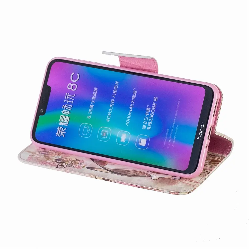 Чехлы с подставкой, кожаный чехол для huawei mate 10 20 Lite P10 P20 Pro Nova 3i P Smart Honor 8C Y5 Y6 Y7, слот для карт, бабочка D07Z