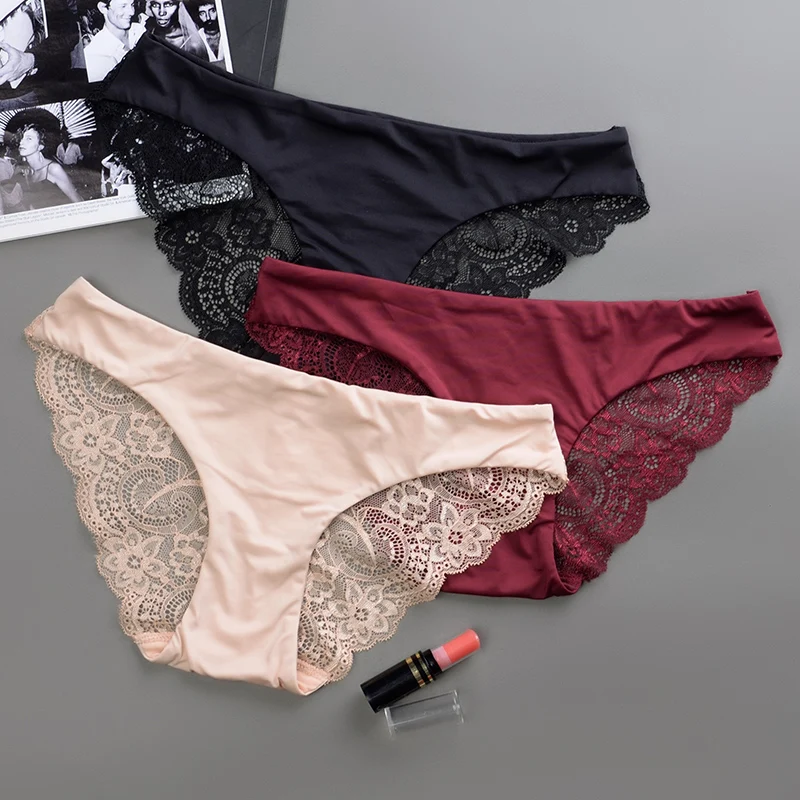 Цельные женские сексуальные кружевные трусики прозрачные подштанники размера