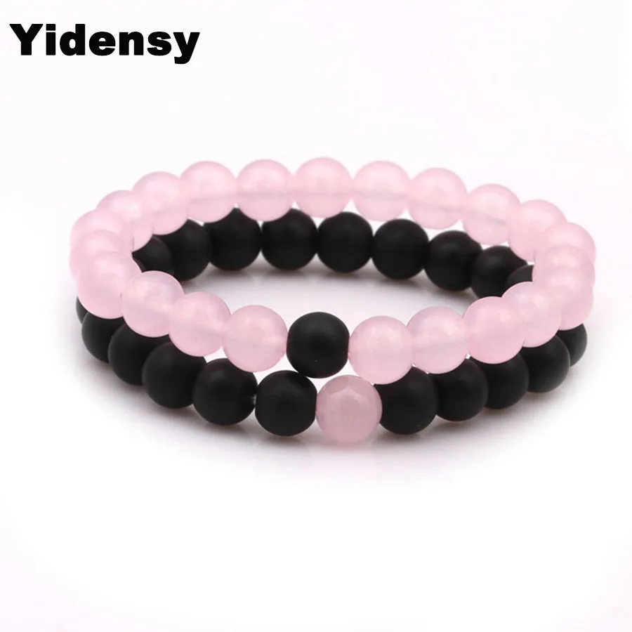Yidensy 2 шт. браслеты из бисера из нитей Кристалл Лава каменные бусины Инь Янь Подвески Браслеты для пар Ювелирные изделия Подарки