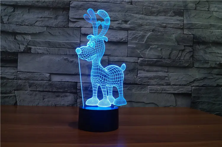 deer 3D лампа ночник семь цветов Животные Многоцветный RGB лампа Рождественский Декор Детские Подарочные игрушки сенсорный пульт дистанционного управления настольная лампа - Испускаемый цвет: deer