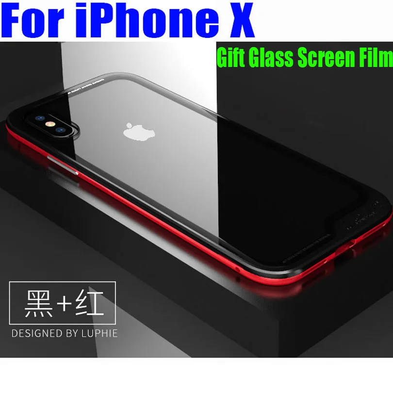 Для iPhone X Case Оригинальный Роскошный Алюминий металлический каркас + 9 H Стекло
