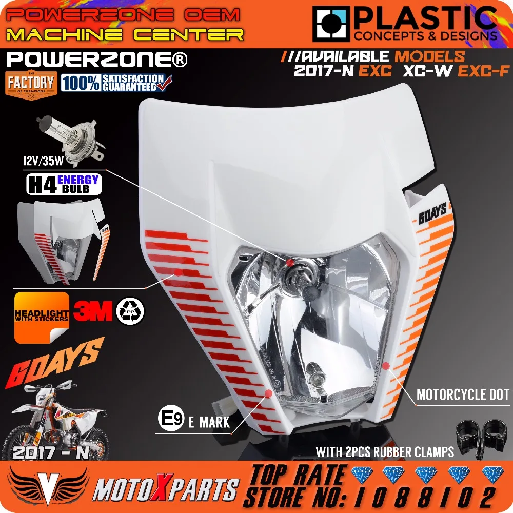 Powerzone Мотоцикл Байк мотокросс Sixdays фара для KTM 6 дней EXC XCW EXCF SX F 125 250 300 450 500 18