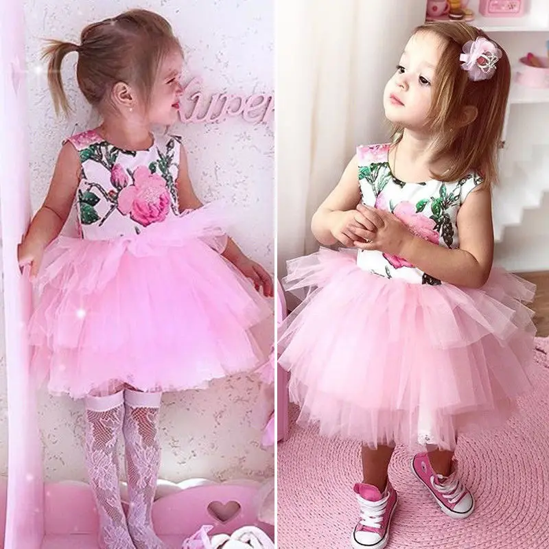 Платье для маленьких девочек Pudcoco платье из тюля с цветочным принтом и открытой