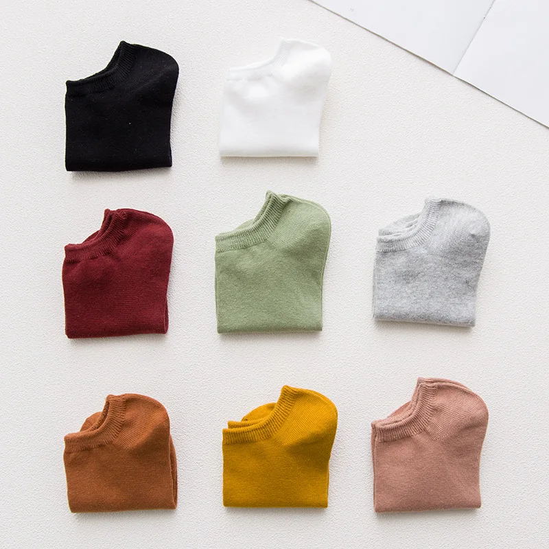 Высококачественные женские носки весенние 5 пар Короткие однотонные