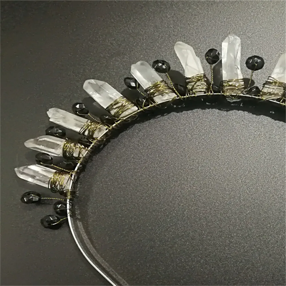 Косплей натуральный прозрачный Кристалл головная повязка Корона головной убор