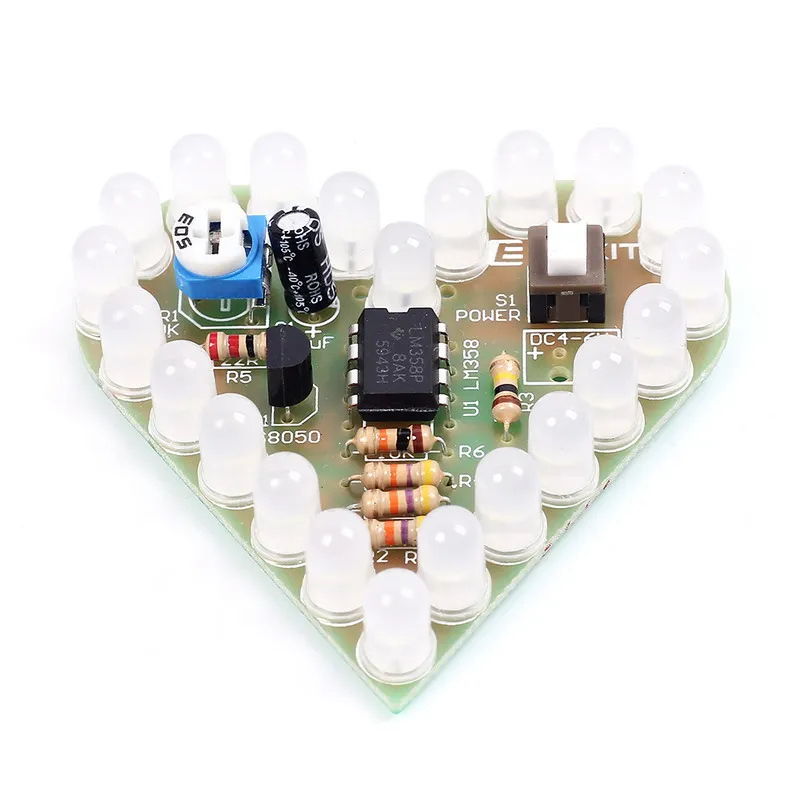 Синее самодельное сердечко мигающая Лампа Комплект DC4V-6V DIY электронная продукция DIY наборы лампа в форме сердца Комплект Электронный DIY Набор