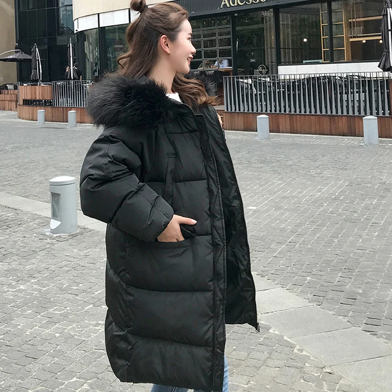 Женская зимняя длинная свободная куртка размеры S M L XL 2018|Женские парки| |
