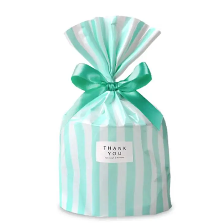 Mint Green 50 шт. сумки для конфет милый полосатый пластиковый пакет для печенья на день рождения или свадьбу подарочная упаковка для конфет сумки вечерние сувениры - Цвет: Mint Green