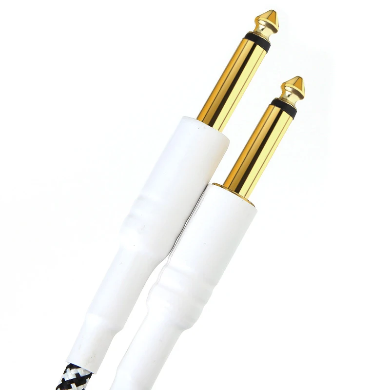 

3M/10FT Wove Guitar Lines Guitar Cable 24k Gold-plated Connectors and Oxygen-free Copper Wire Guitar Cable Cord Black with White