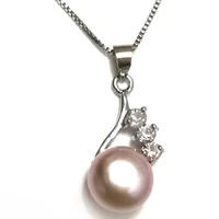 wholesale 1022mm 10 11mm aaa lavender button pearl 925 sterling silver pendent necklace with zirconia