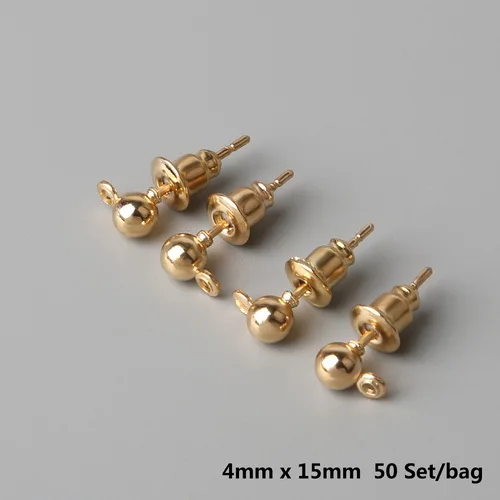 Gold 50 компл./упак. золотые Серебрянные Родиевые позолоченные металлические подвесные серьги-гвоздики серьги затычки для ушей сочетание поиск для DIY аксессуары для ювелирных изделий - Цвет: Gold