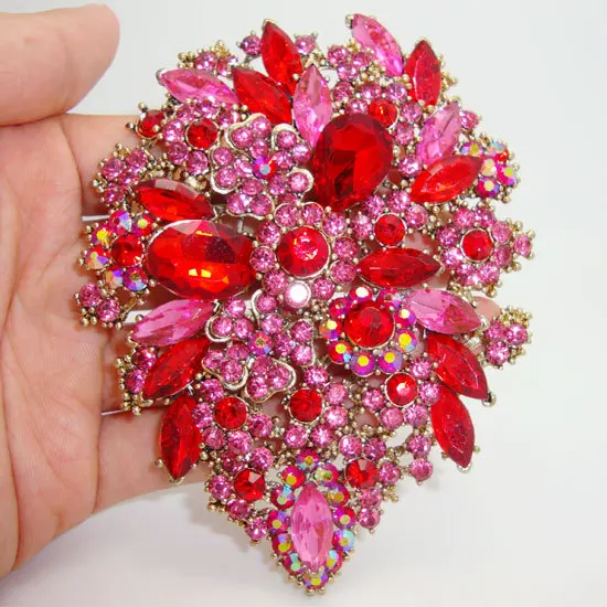 TTjewelry 3 94 &quotМода Двойные капли цветок искусство бриллиант булавка кулон розовый