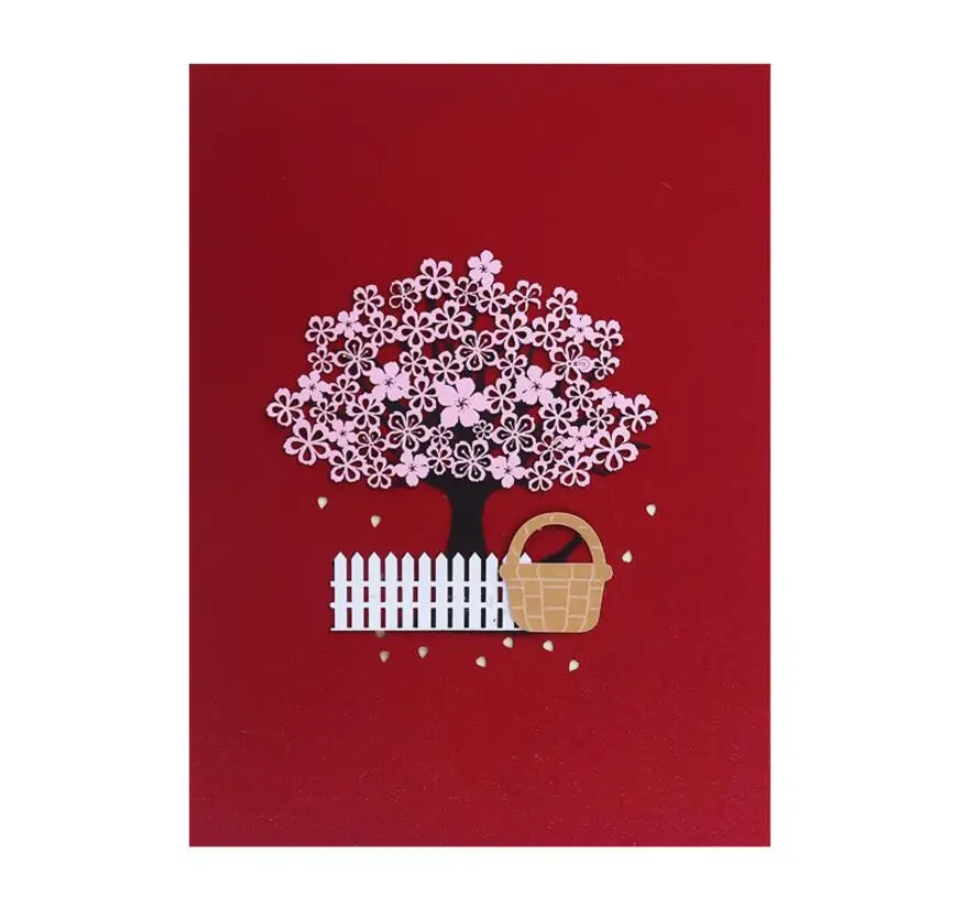 10 шт. вишневые Цветы корзина с Киригами ручной работы Оригами 3D Поздравительные