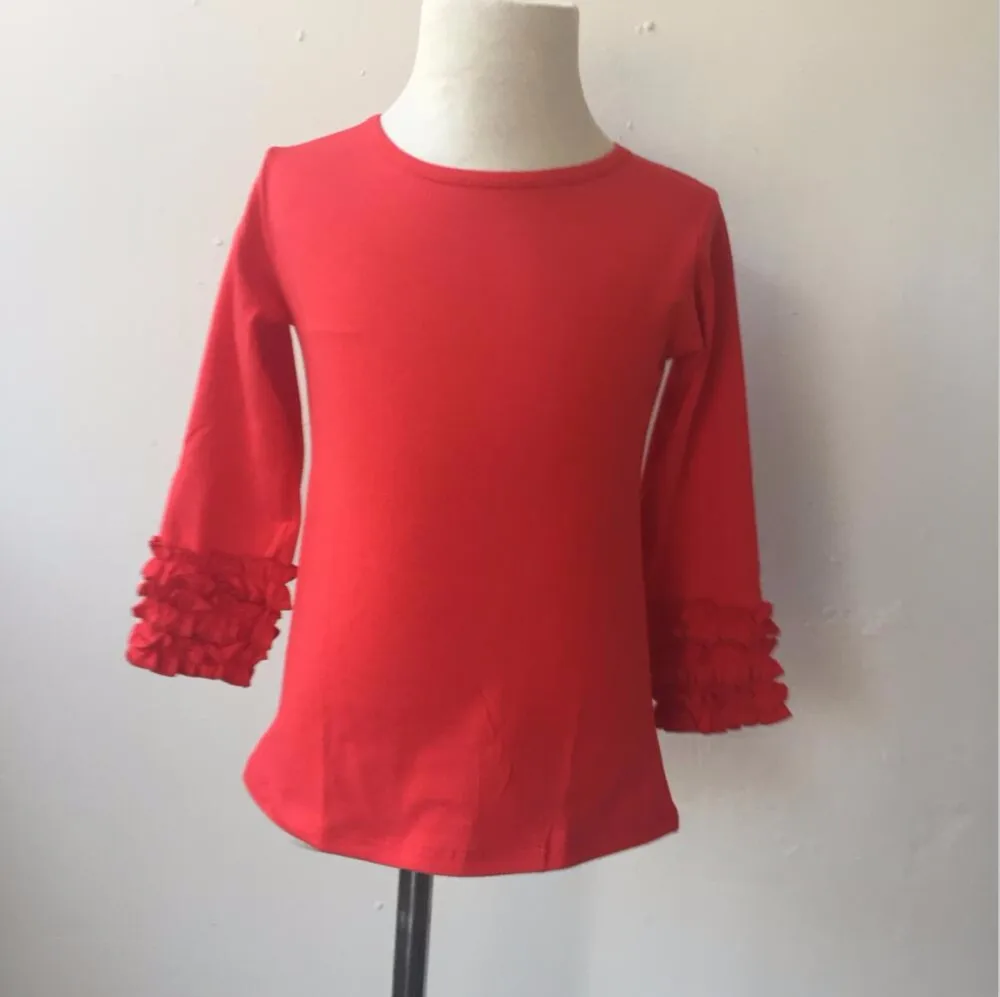

Wholesale 2016 toddler girl boutique tops wholesale icing ruffle shirt boutique red baby ruffle long sleeve shirts