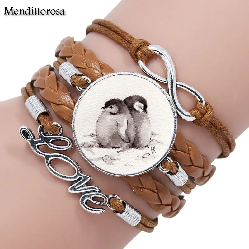 Mendittorosa Hedgehog бренд стеклянный кабошон Многослойный черный/коричневый кожаный