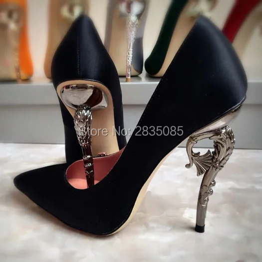 Большие размеры 34 42 Zapatos Mujer модные шелковые туфли лодочки на металлическом