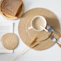 sml hand hemp rope weaving round insulation pad household kitchen pot placemat heat resistant cup mug drink coaster washable