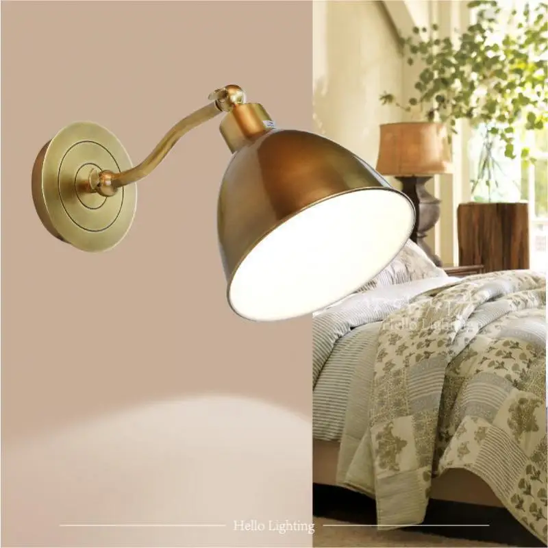 Винтажный медный настенный светильник для прихожей зеркальный туалетной