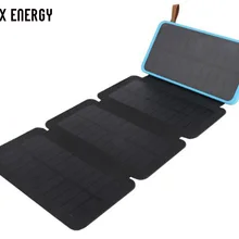 GGX ENERGY 10000mah 2W/4W/6W/8W Foldable Solar Panel Battery Charger for Phone Portable Power Bank for Camping Outdoor Use