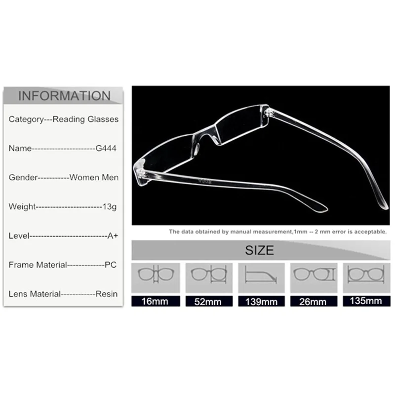 Лидер продаж лёгкие очки для чтения G444 со встроенными линзами из смолы|eyeglass