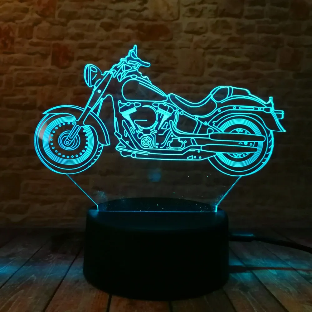 3D мотоциклетный Ночной светильник акриловая RGB иллюзия визуальная настольная